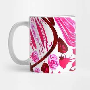 red and white textile floral design Mug